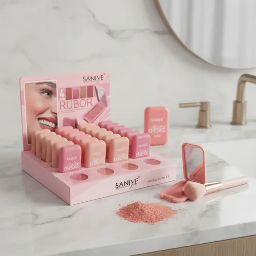 Rubor Compacto Saniye Con Espejo Para Maquillaje Profesional