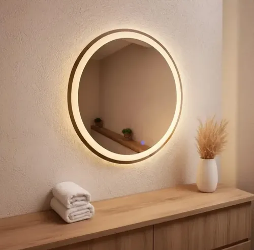 Espejo Redondo Lumens 60cm Luz Led Táctil Fría Cálida Neutra
