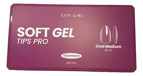 Tips Uñas Postizas City Girl Caja 510u Pro Tamaños 00-13 Tranparente Oval Medium Pro