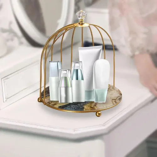 – 2x Jaula De Pájaros De Hierro Organizador De Maquillaje =