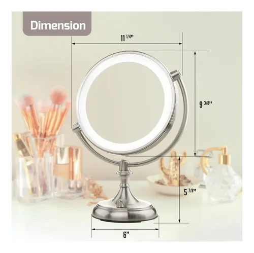 Espejo De Maquillaje De Mesa Iluminado Con Aumento
