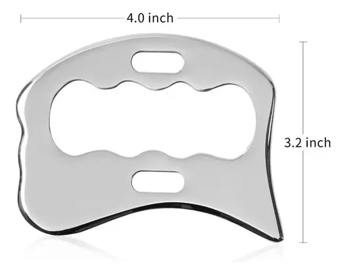 Placa Gua Sha Acero Inoxidable Alivio Dolor Masaje Relajante Plateado