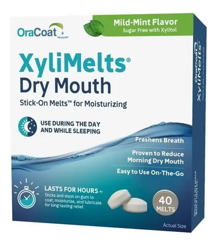 Discos adhesivos Xylimelts con acción hidratante para boca seca, 40 unidades