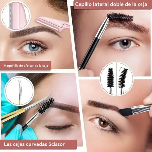 W Kit 7pzs Pinzas For Cejas Profesionales Con Tijera Tj