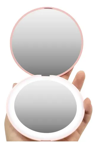 Espejo De Bolsillo Iluminado Negro De 1 Pieza, Aumento De 1x