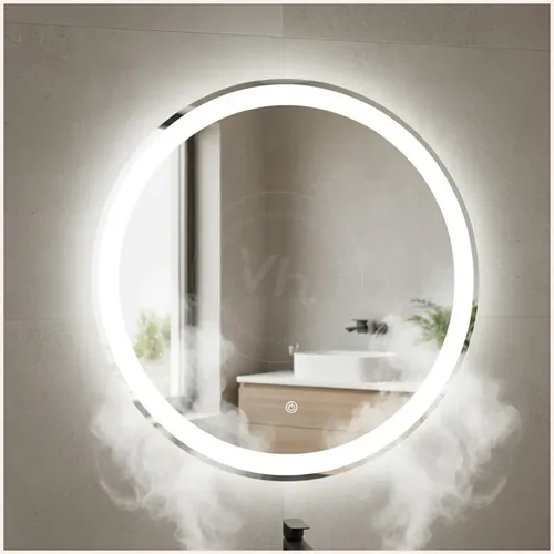 Espejo Circular Smart Led 60cm Touch Luz Fria Colgar Baño