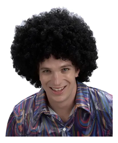Peluca super afro cotillon carioca cumple Boda 15 Hippie color negro Party Store