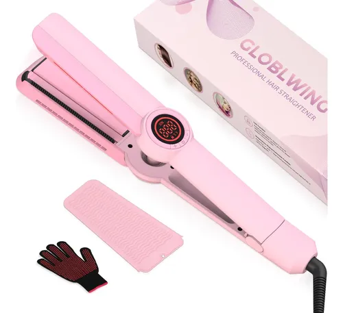 Plancha De Pelo Globlwing Led Rosa De Doble Voltaje De 2,5 C