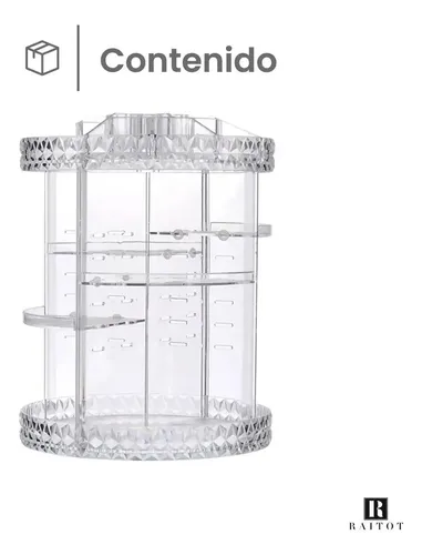 Organizador maquillaje porta cosmetico giratorio acrilico color transparente Raitot