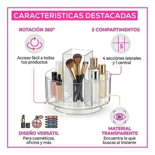 Organizador Acrilico Cosmeticos Pinceles Lápices Giratorio