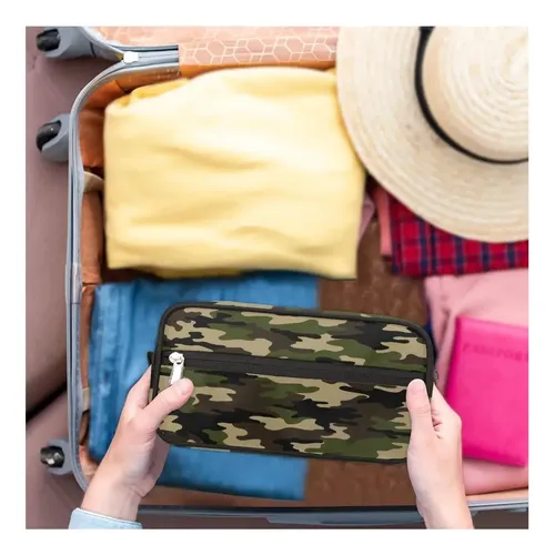 Bolsa De Aseo Colgante Verde Camuflaje Con Kits De Higiene