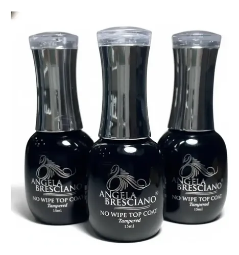 Top Coat Tempered Angela Bresciano 15ml No Wipe Brillo Real