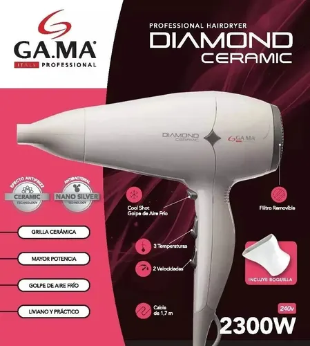 Secador De Pelo Ga.ma Italy 3d Therapy Diamond Ceramic Blanco