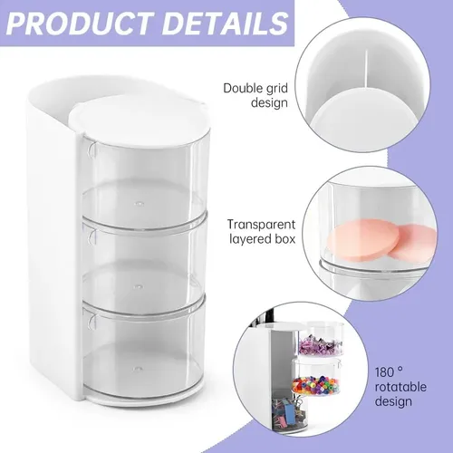 Organizador De Pelo Novabrand Porta Cepillos Giratorio 3n Blanco