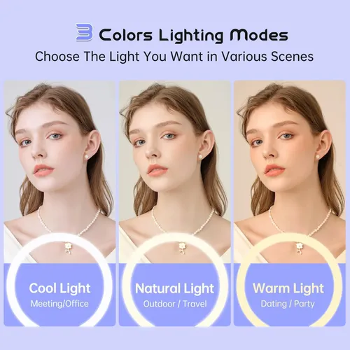Espejo De Maquillaje Con Luz Led Funtouch Recargable Blanco