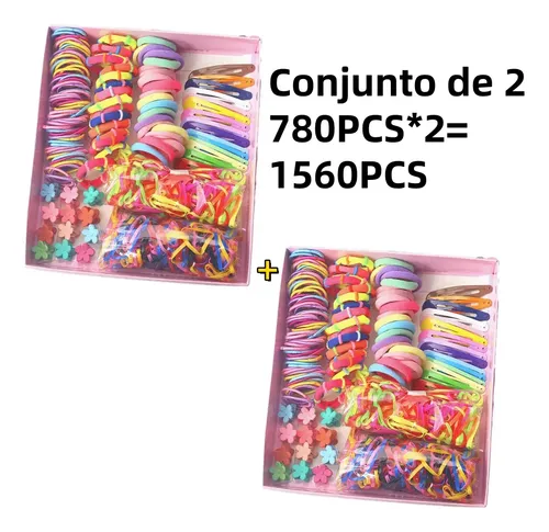 1560 Piezas De Scrunchies, Diademas Y Accesorios Para Cabell Multicolored Mixed / Solid And Patterned Pieces