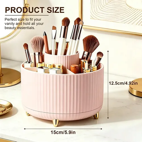 Organizador Giratorio 360 Maquillaje Y Pinceles Rosa
