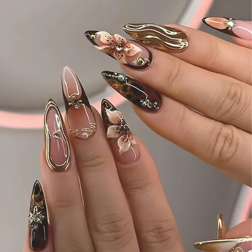 Uñas Postizas Babalal Bnn01 Estilo Stiletto Largas Con