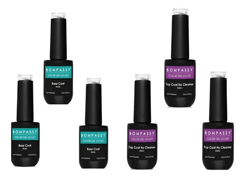 Bompassy Color Gel Uv/led Base Coat/ Top Coat 15ml X3 C/u