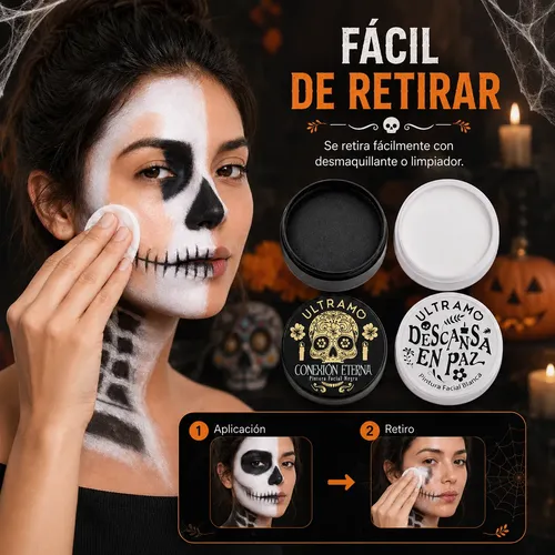 Kit 2 Maquillaje Blanco Negra Pinturas Para La Cara Ultramo