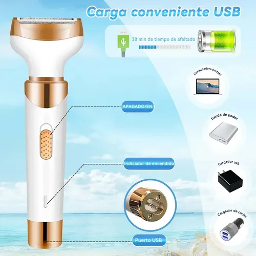 Depiladora Eléctrica Y Afeitadora Recargable 4 En 1