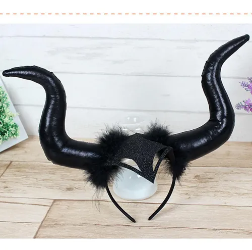 Diadema Con Cuernos De Halloween, Aro Para El Pelo Del Negro