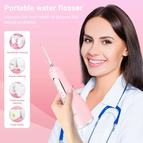Hilo Dental Inalámbrico Jngoods, Para Dientes, Color Rosa Rosa