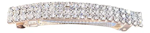 F 2 Clips Rectángulo Automático Brillante Con Strass