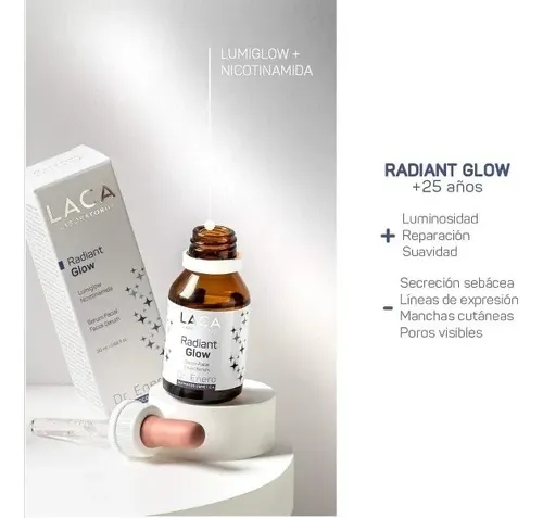 Serum Radiant Glow Con Lumiglow Nicotinamida Laca Momento de aplicación Día/Noche Tipo de piel Todo tipo de piel