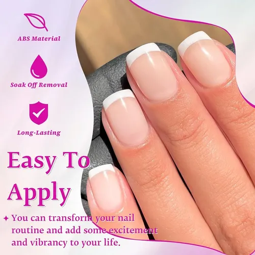 Uñas Postizas French Tips Nude Extra Short Cuadra