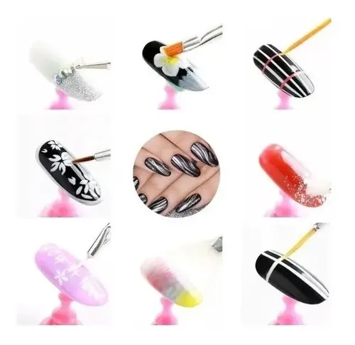 Kit Decoracion Uñas De 15 Pinceles Para Nail Art Esculpidas!