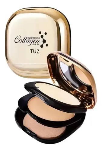Base de Maquillaje TUZ Colágeno Bicapa en Polvo Mate, con Cobertura Media a Completa y Tono Natural Más Pink