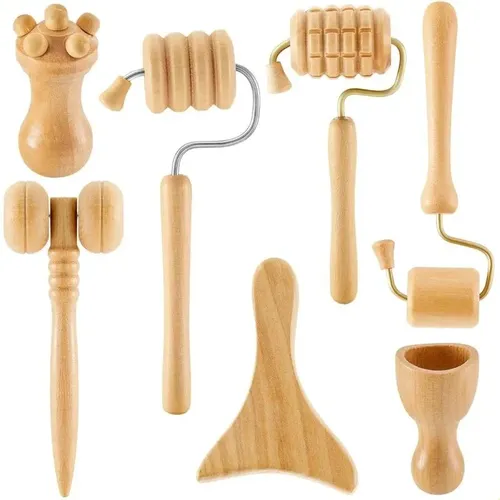 7pcs Masajeador Facial De Madera Para Spa, Maderoterapia,  7pcs