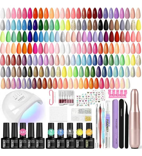Set Profesional Esmaltes Gel 45 Colores Uv Manicura