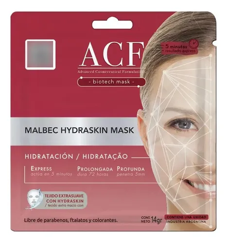 Acf Malbec Hidraskin Mask Hidratación Prolongada Facial