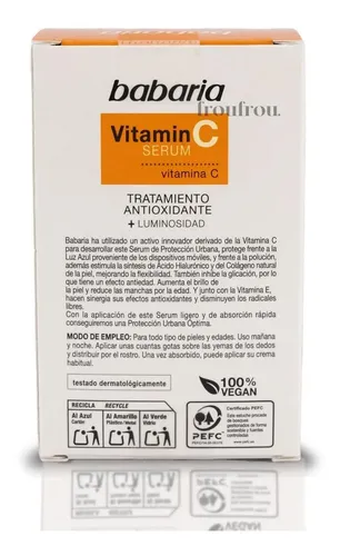 Serum Facial Antioxidante Vitamina C Mas Luminosidad Babaria Tipo De Piel Todo Tipo De Piel