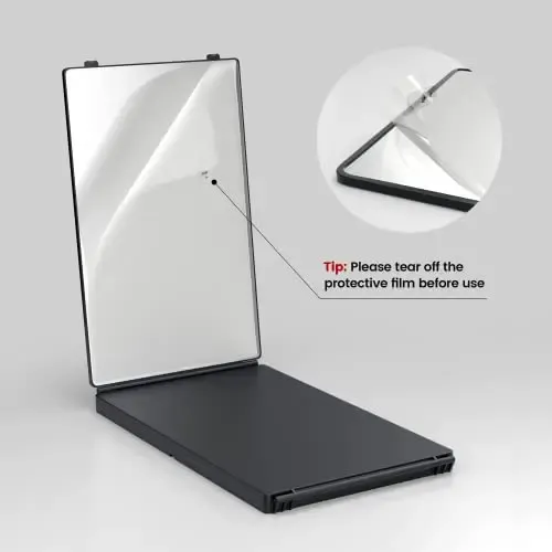 Espejo De 3 Vias Cristal Hd Claro Antivaho Luz Led Ajustable