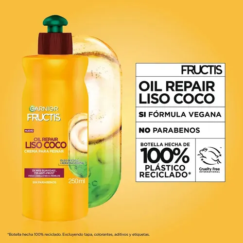 Crema Para Peinar Garnier Fructis Oil Repair Liso Coco 250 ml