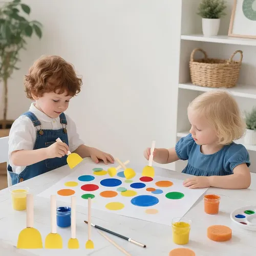 Juego De 45 Esponjas De Pintura Redondas, Esponja Amarilla D As Shown
