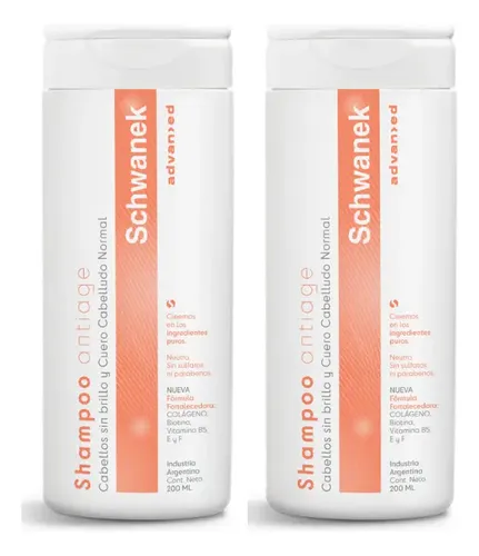 Shampoo X2 Schwanek Antiage Sin Sulfatos Con Colágeno