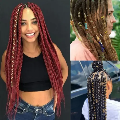 Oro Dreadlock Trenzas Accesorios Para El Cabello, 2 Piezas..