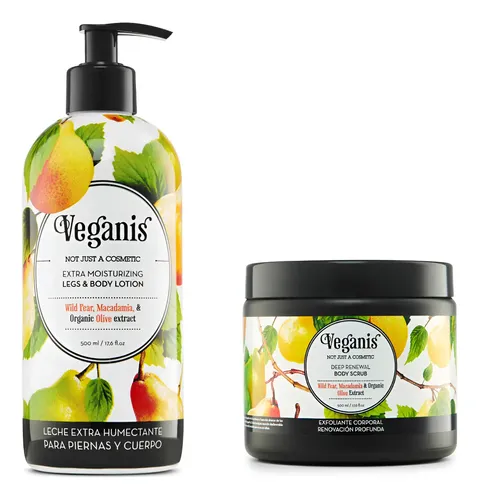 Kit Veganis Leche 500ml+ Exfoliante Corporal Pera Silvestre