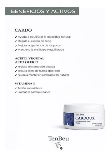 Crema Facial Botánica Tenbeu Cardo Piel Grasa Acné 30 Días
