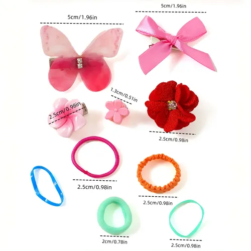 Chilu Kit Accesorios Cabello Niña 748 Pzs Moños Ligas . Coral Claro Floral