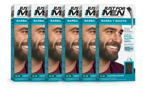 Kit 6 Tintura For Men Barba Y Bigote Tono Castaño Oscuro