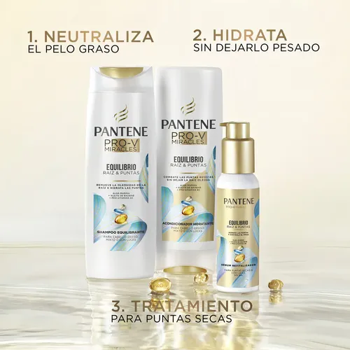 Acondicionador Hidratante para pelo Mixto Pantene Equilibrio Raíz y Puntas Pro-V Miracles con aceite de baobab, algas marinas y Pro-Vitamina B5 400 ml