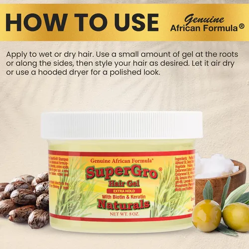 Gel Para El Cabello Supergro Extra Hold Con Aceite De Ricino