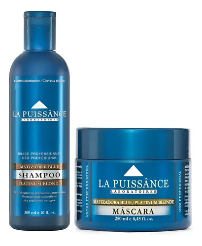 Shampoo Matizador Azul + Mascara La Puissance Blue Platinum