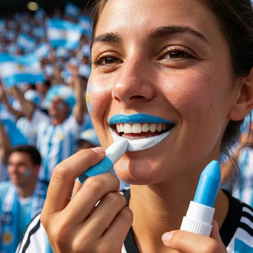 Pintacara Labial Esmalte Argentina Kit X7 Mundial Festejo
