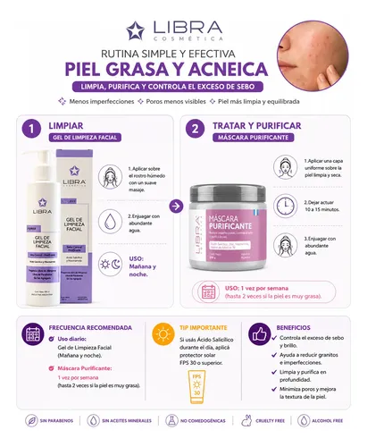 Gel Limpieza Sebo Control 200 +máscara Purificante Libra 250
